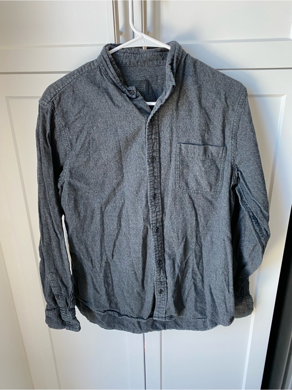 Mens 14th & Union long sleeve dark grey button up shirt large
